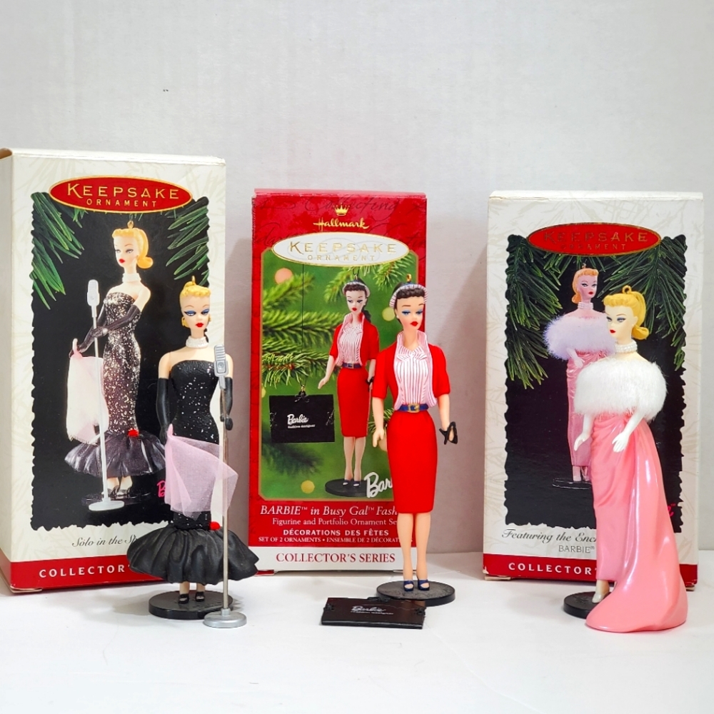 95' 96' 2001' Retro Hallmark Barbie Christmas Ornaments Vintage